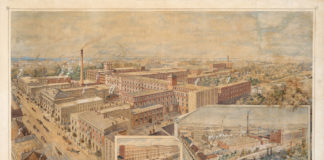 W Centralnym Muzeum Włókiennictwa można oglądać akwarelę z panoramą Łodzi